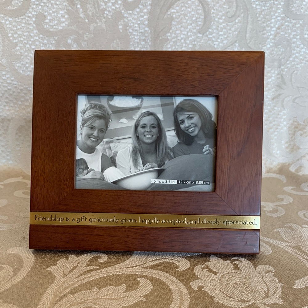 Carlton Cards Brown Wood Picture Frame with Gold Accent